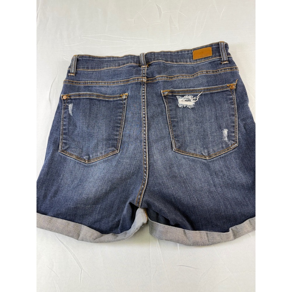 Judy Blue Los Angeles Dark Wash Distressed Cuffed Denim Shorts 1XL JB15004DK - Picture 16 of 16